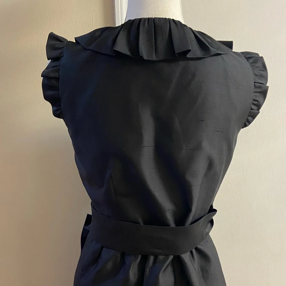 Kate Spade Aubrey ruffled silk blend black wrap dress Sz 4 - Picture 11 of 13